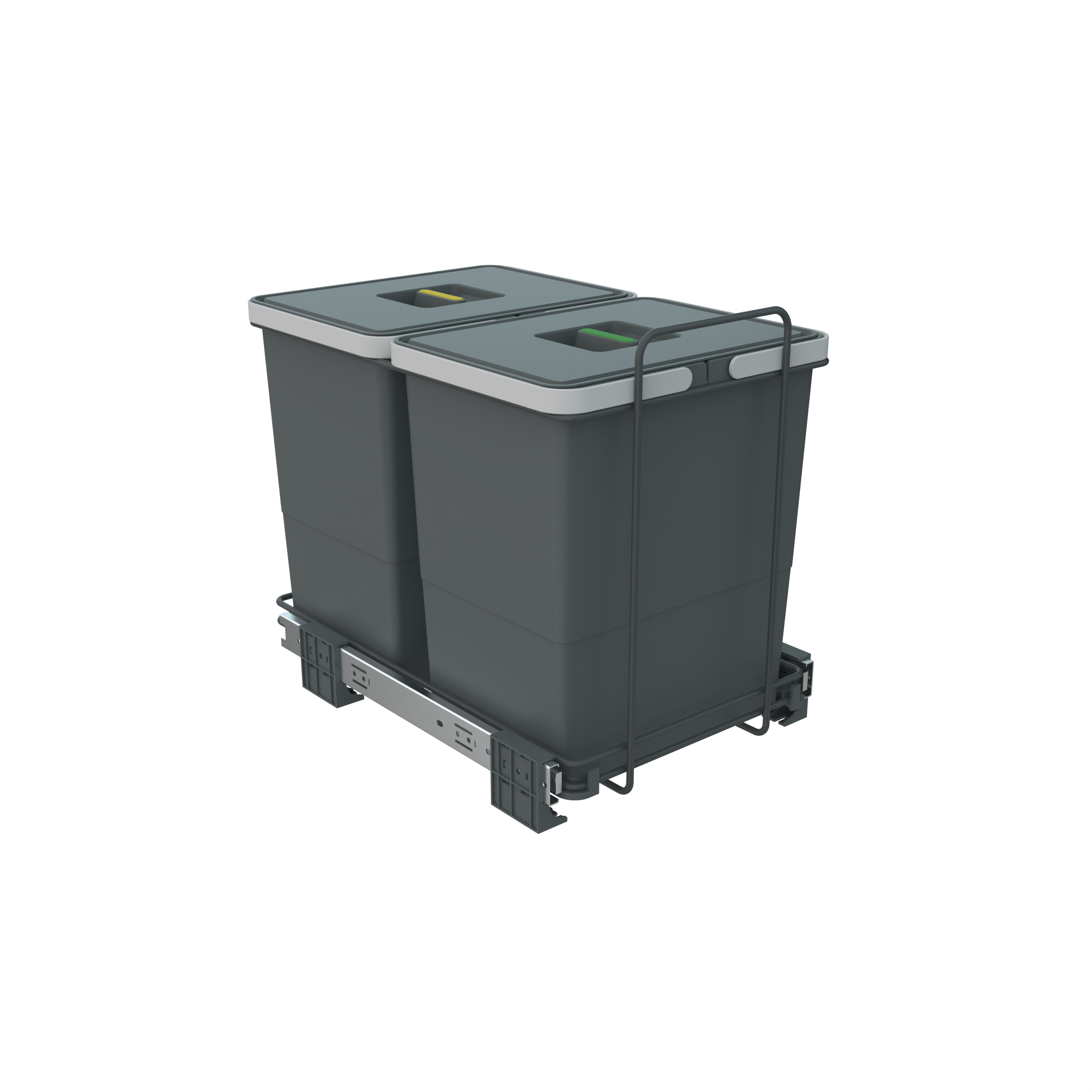Poubelle de Cuisine Coulissante Double bac 18*18 L fixation sur le fond